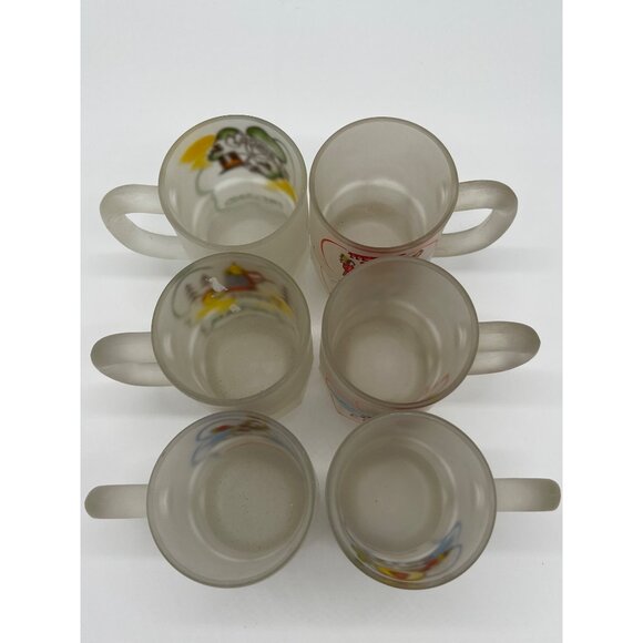 Set Of 6 Vintage Frosted Glass Mugs - International Greetings Design - Picture 9 of 10